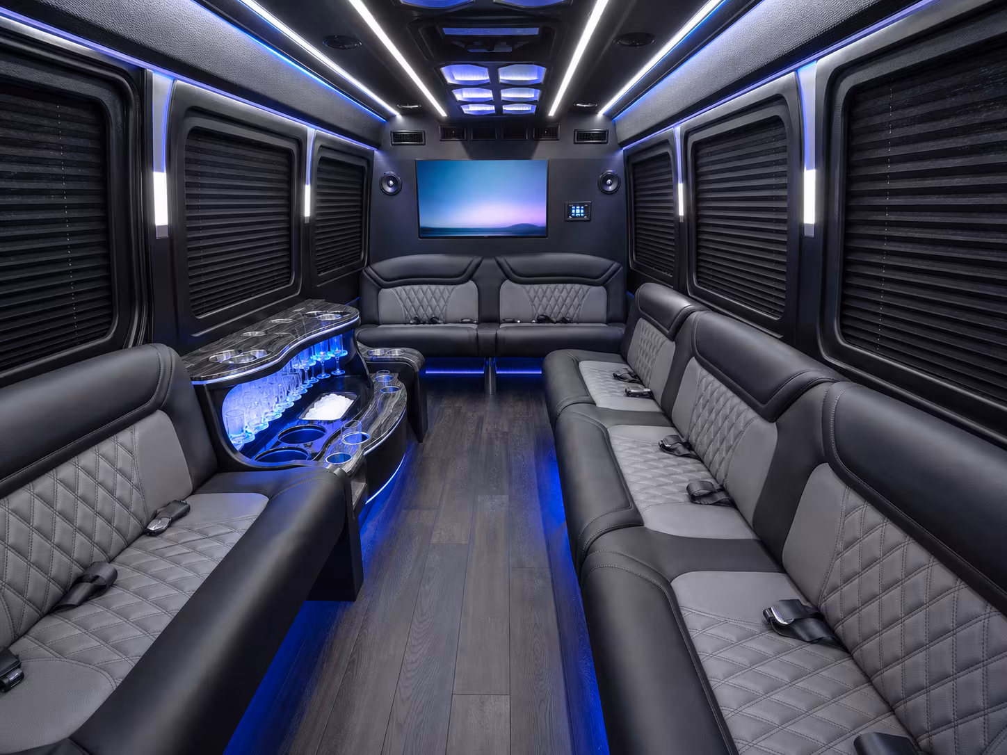 bowling green 50 passenger party bus inside