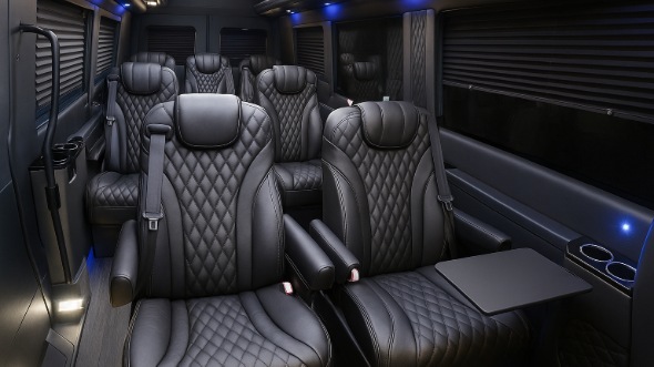 Interior of Charter Bus Company Bowling Green's Sprinter Van Rental With Driver in Bowling Green